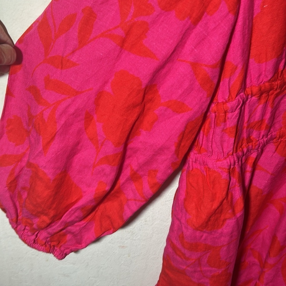 Kate Spade x Target Classic Rose Linen Midi Dress Pink/Red Size Large NWOT - Picture 8 of 12